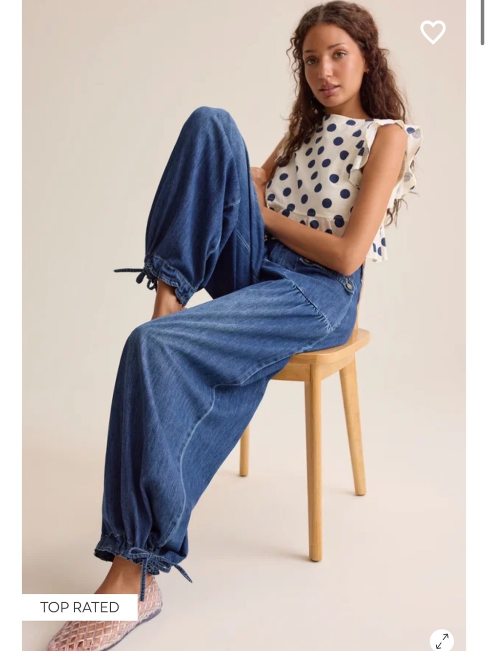 Altar'd State Blue Wide-Leg Drawstring Hem Jeans